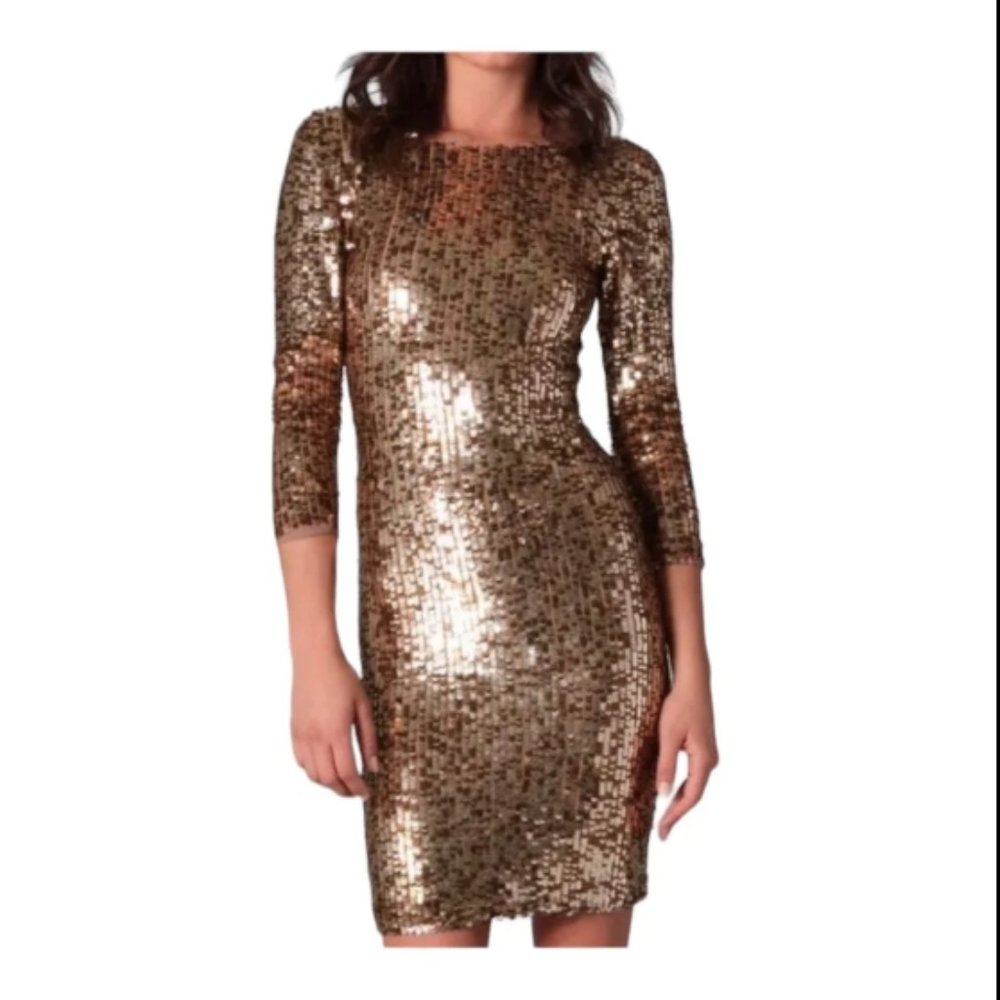 Alicia + Olivia Breck Gold Sequin Dress